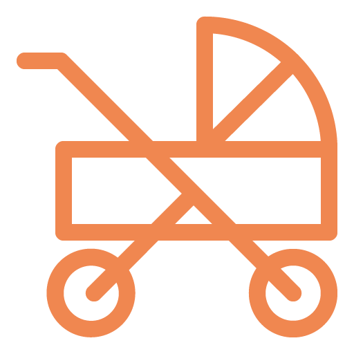 Orangenes Kinderwagen Icon