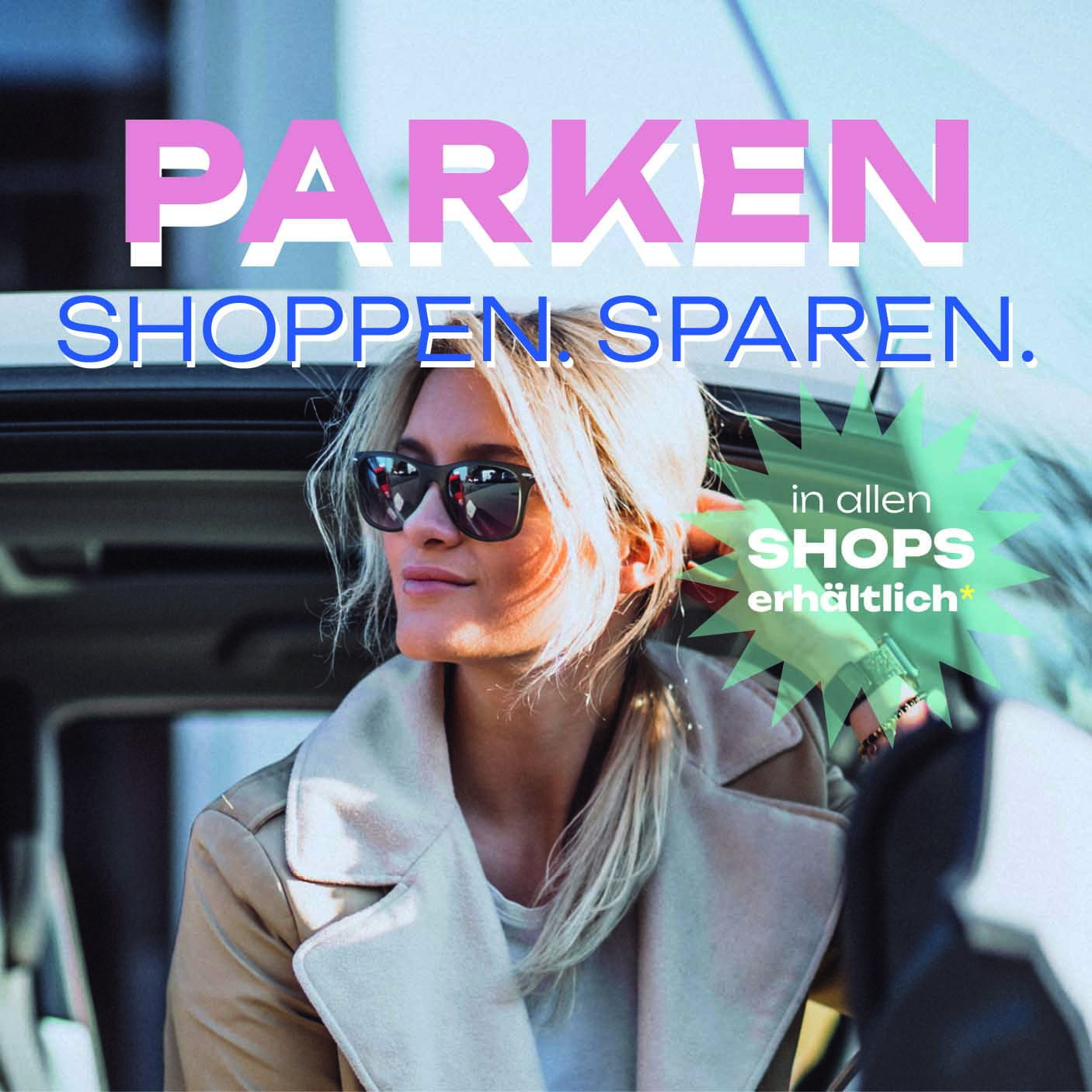 Parken, Shoppen, Sparen - Werbebanner